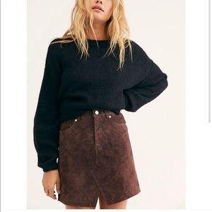 Cut out suede mini skirt